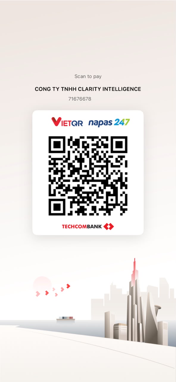 VietQR Techcombank — CONG TY TNHH CLARITY INTELLIGENCE